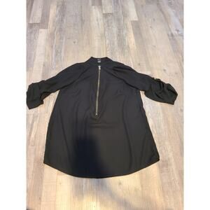 Rue21 medium women's sheer black partial zip up blouse